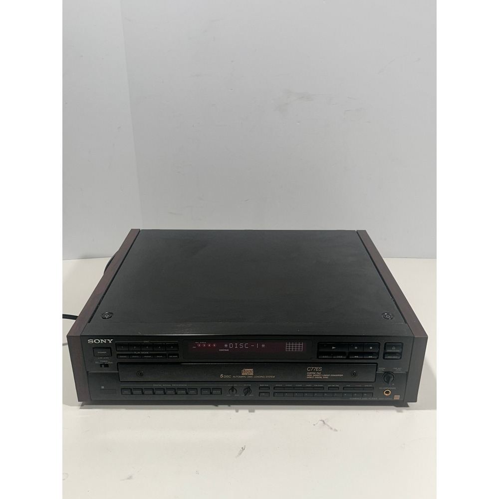 Sony CDP-C77ES ES Series 5 Disc Carousel CD Player Wood Side Panels Vintage
